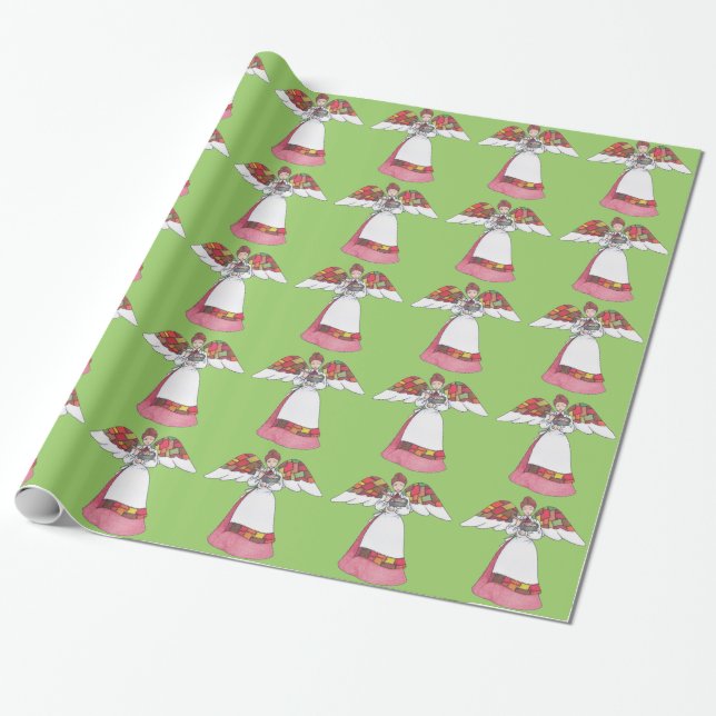 Country Angel (Red) Wrapping Paper (Unrolled)