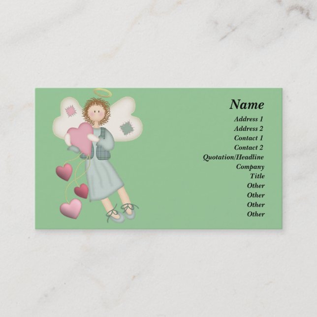 Country Angel with Hearts Business Card (Front)