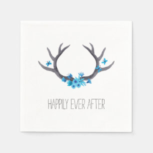 Country Antlers Blue Wedding Napkin