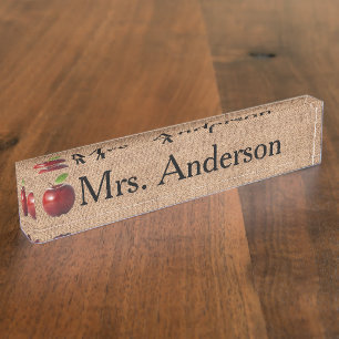 Country Apple Teacher Nameplate for desk