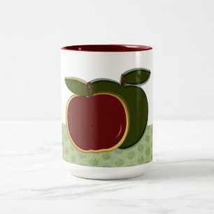 Country Apples (green border) Large Two-Tone Coffee Mug