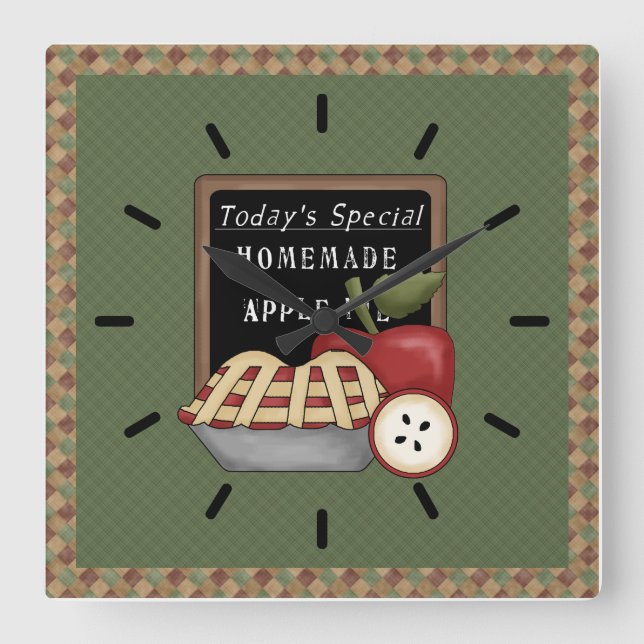 Country Apples - Homemade Apple Pie Wall Clock (Front)