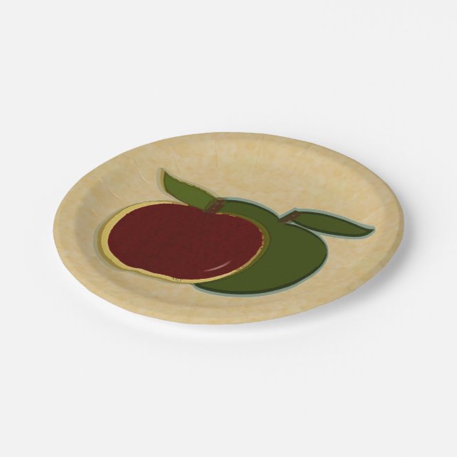 Country Apples Red Green  Paper Plate (Angled)