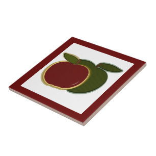 Country Apples Tile (cranberry)