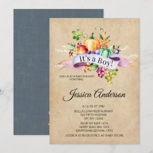Country Autumn Lights Boy Baby Shower Invitation