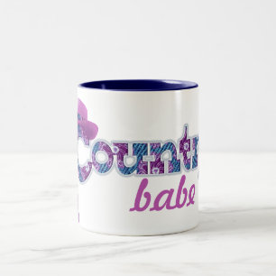 Country babe denim blue pink mug