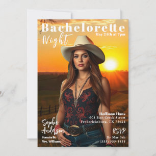 Country Bachelorette Magazine Cover Invitation