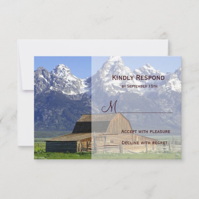 Country Barn Rocky Mountain Wedding RSVP Cards (Front)