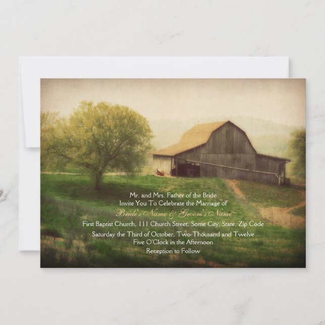Country Barn Vintage Wedding Invitation (Front)