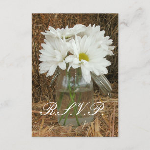 Country / Barn Wedding RSVP - Daisies in Mason Jar