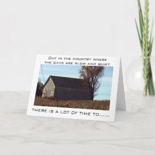 COUNTRY BARN WITH WISHES FOR CHRISTMAS/NEW YEAR HOLIDAY CARD