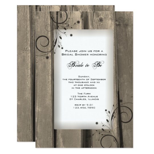 Country Barn Wood and Flowers Bridal Shower Invite