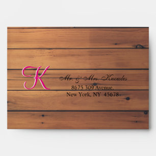 Country Barn Wood Cherry Wooden Wall 3d Monogram Envelope