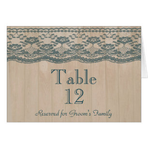 Country Barn Wood & Lace Wedding Table Number