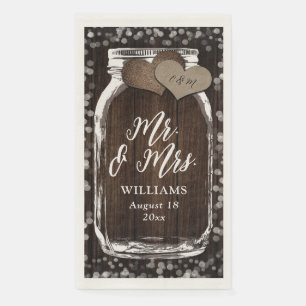 Country Barn Wood Mason Jar Mr. & Mrs. Wedding Napkin