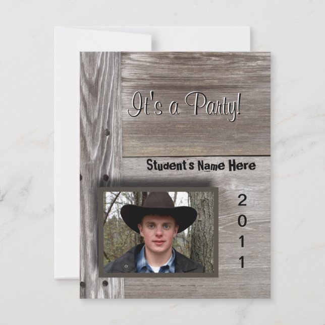 Country Barn wood open house for graduation Invitation (Front)