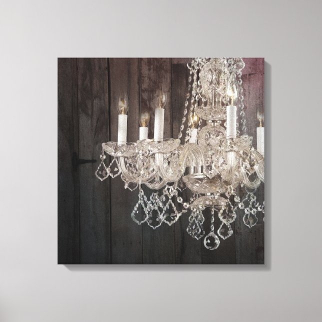 Country barn wood Parisian vintage chandelier Canvas Print (Front)