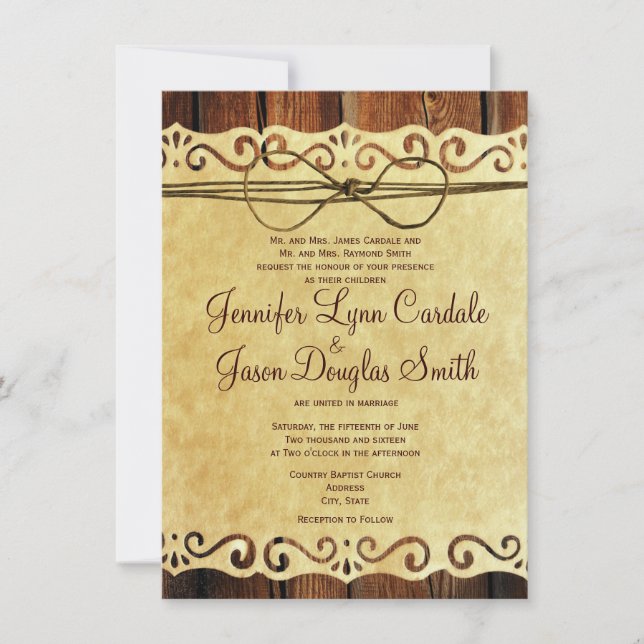 Country Barn Wood Vintage Paper Wedding Invitation (Front)