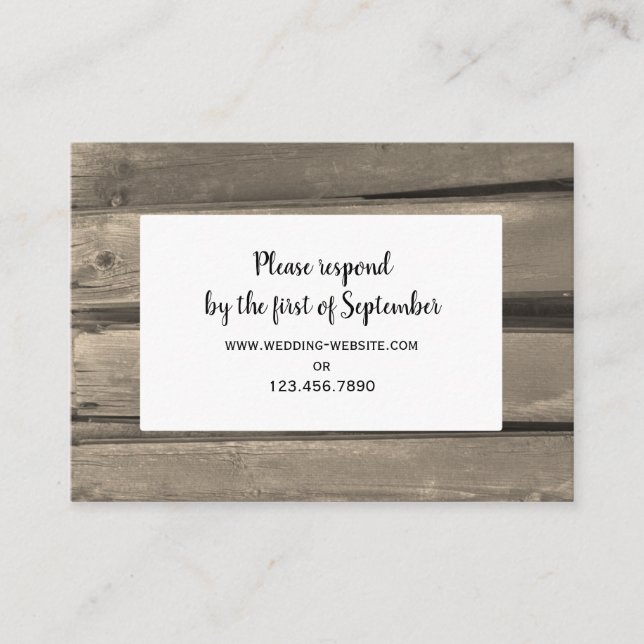Country Barn Wood Wedding RSVP Response Card (Front)