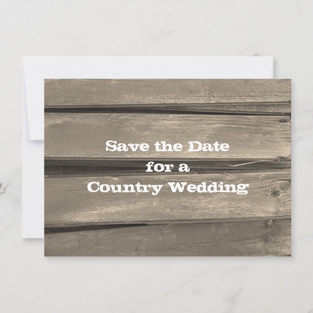 Country Barn Wood Wedding Save the Date (Front)