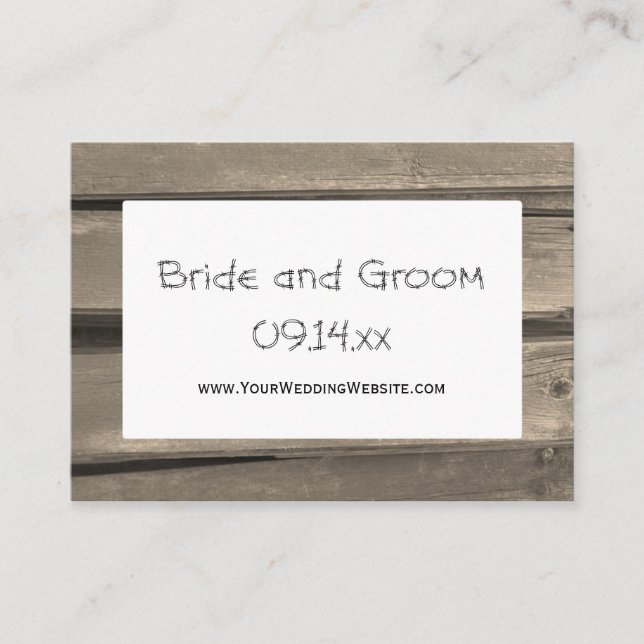 Country Barn Wood Wedding Website Card (Front)