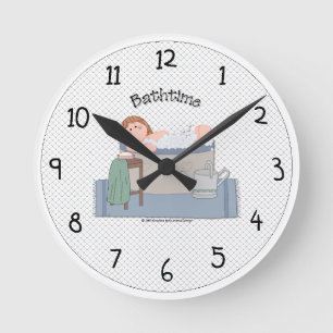 Country Bathtime Wall Clock