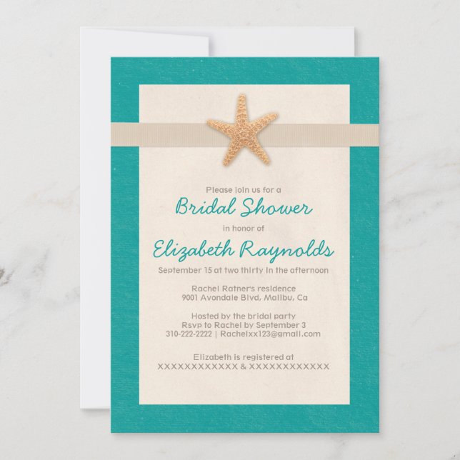 Country Beach Destination Bridal Shower Invitation (Front)