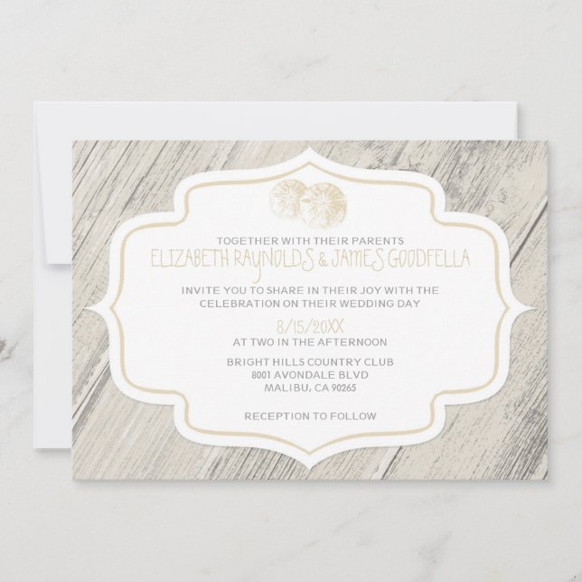 Country Beach Sand Dollar Wedding Invitations (Front)