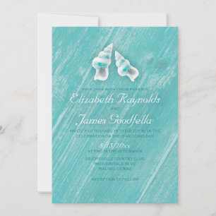 Country Beach Seashells Destination Wedding Invite