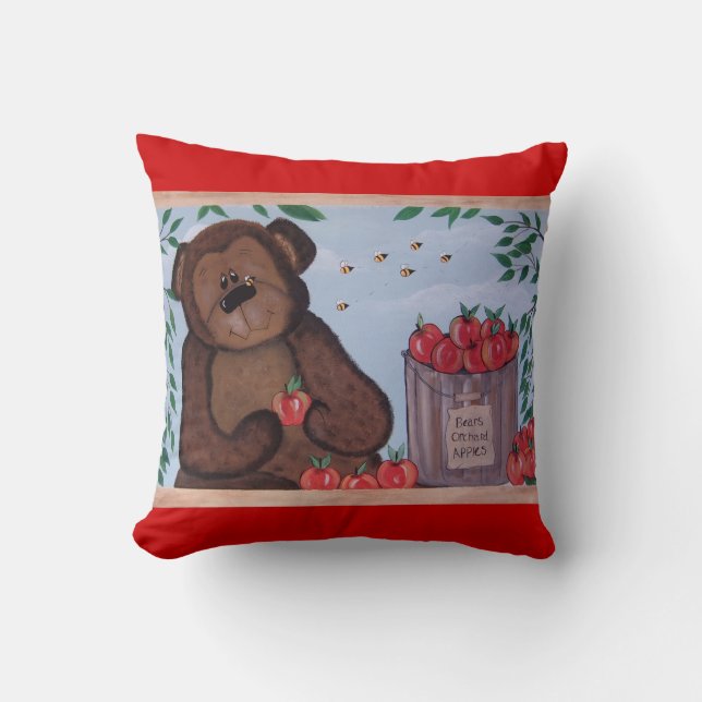 Country Bear "I Love You a Bushel and a Peck" Cushion (Front)