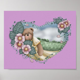 Country Bear in a Heart Print