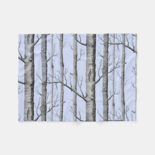 Country, Beautiful  Aspen Trees on Blue Fleece Blanket