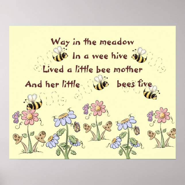 Country Bees and Flowers Nursery Rhyme Poster (Front)