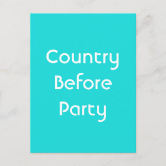 "Country Before Party" Patriotic Message Invitation Postcard