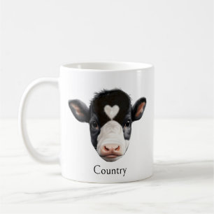 Country Black and White Cow Face Coffee Mug