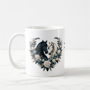 Country Black and White Horses in Love  Coffee Mug