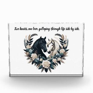 Country Black and White-Horses in Love  Photo Block