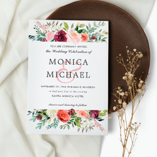 Country Bloom Autumn Flowers Chic Wedding Invitation