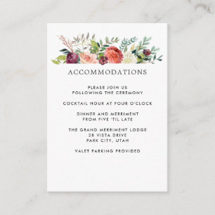 Country Bloom   Fall WEDDING Hotel Accommodation Enclosure Card