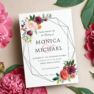 Country Bloom Floral Geometric Botanical Wedding Invitation