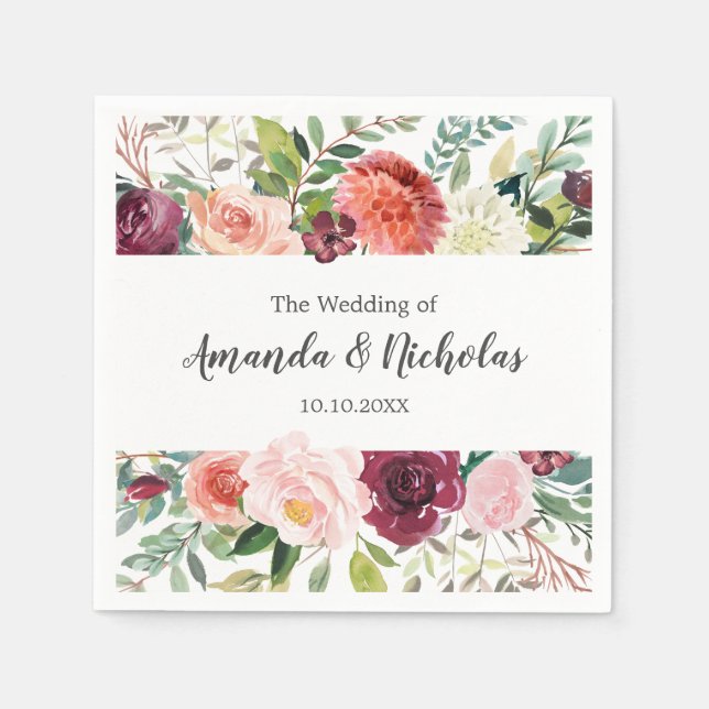 Country Bloom |  Rustic Floral autumn Wedding Napkin (Front)