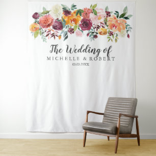 Country Bloom Wedding Backdrop - Photo Booth Tapestry