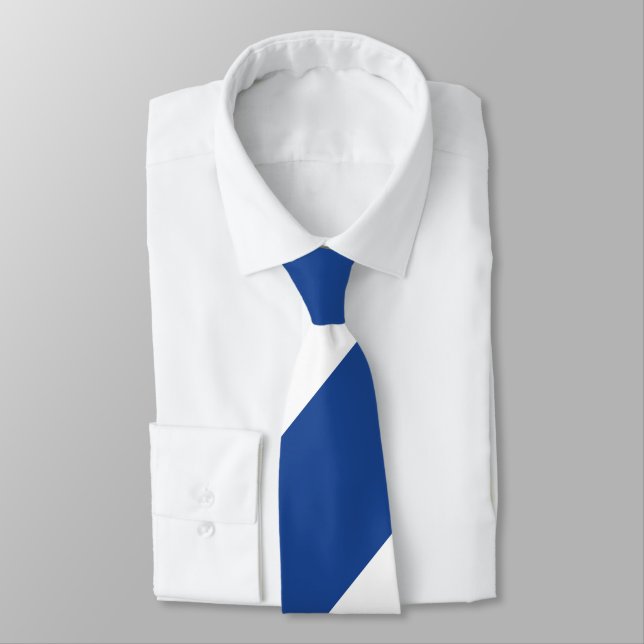 Country Blue and White Broad Regimental Stripe Tie (Tied)