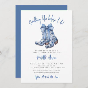 Country Blue Bow Cowboy Bridal Shower Invitation