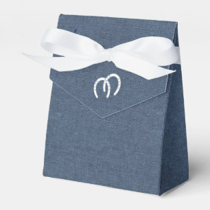 Country Blue Denim and Horseshoes Favour Box