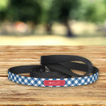 Country Blue Gingham Custom Name Pet Lead<br><div class="desc">Adorable custom name dog leash featuring a stylish country chic blue gingham pattern. Personalise it by replacing the placeholder text. For more options such as to change the font and it's size click the "Customise it" button. *Please note that the Zazzle Watermark that appears in the zoom preview will not...</div>