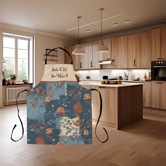 Country Blue Rust Rustic Farmhouse Customisable Apron (Creator Uploaded)