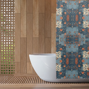 Country Blue Rust Rustic Farmhouse Shower Curtain
