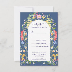 Country Blue Rustic Wildflower Watercolors RSVP