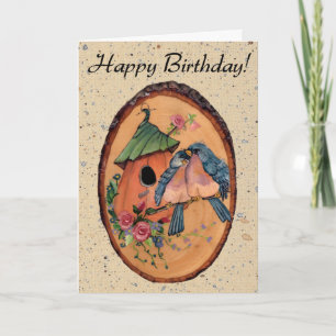 Country Bluebirds Birthday Card